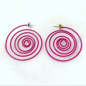 Vintage Magenta Spiral Earrings